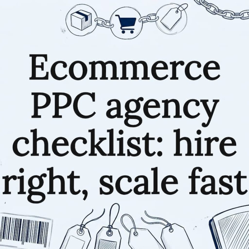 Hand-drawn ecommerce props framing blog title area