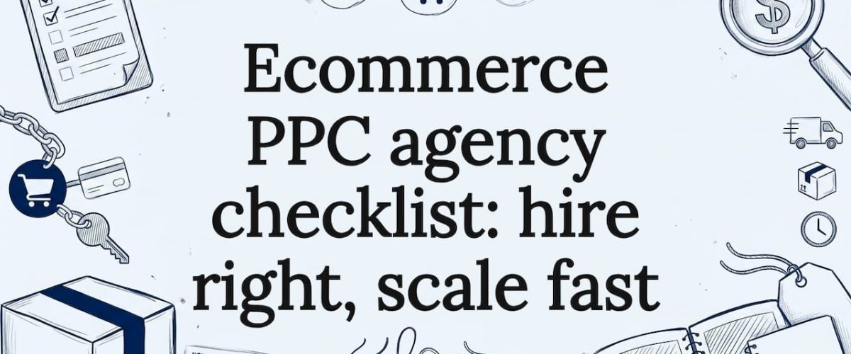 Hand-drawn ecommerce props framing blog title area