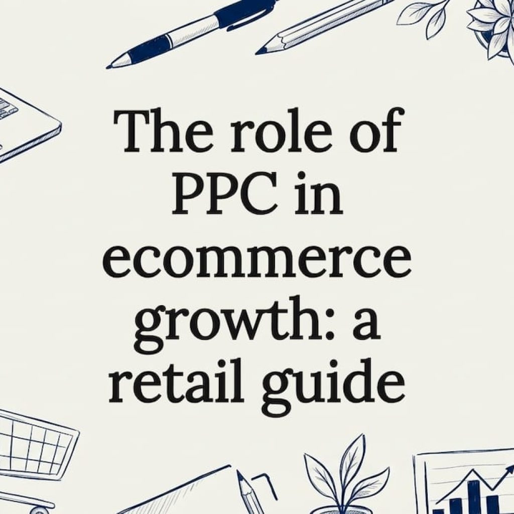 Decorative ecommerce PPC retail title card illustration