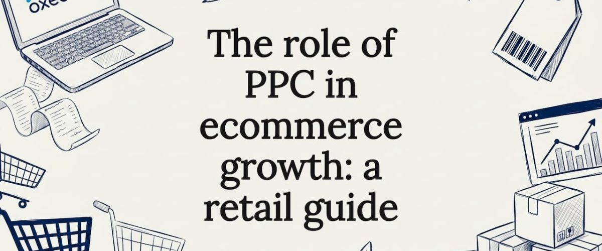 Decorative ecommerce PPC retail title card illustration