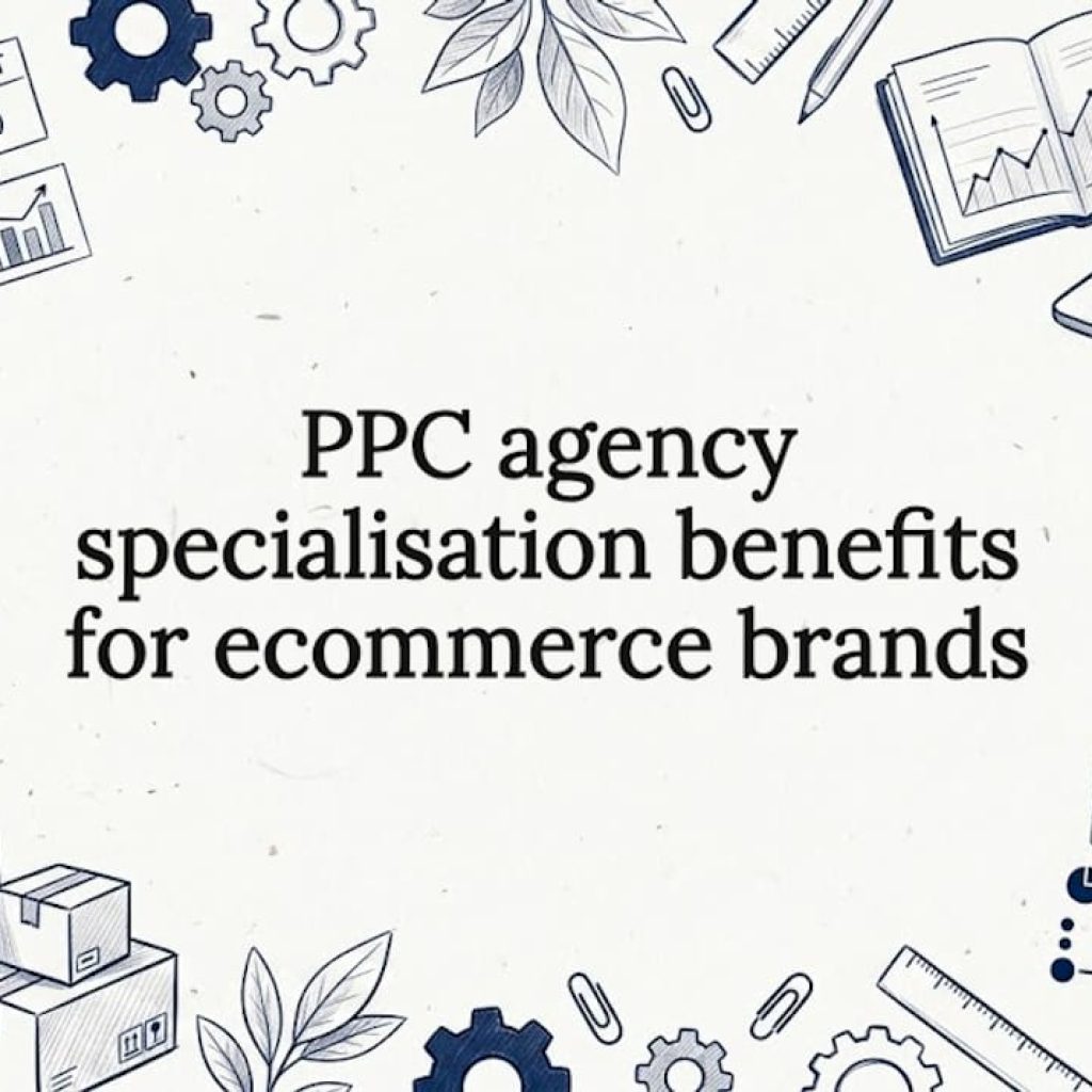 Hand-drawn ecommerce PPC blog title card