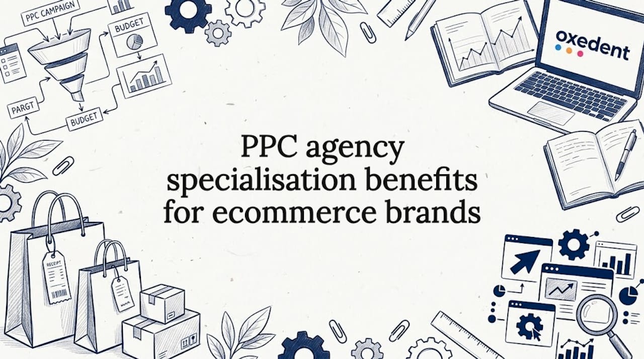 Hand-drawn ecommerce PPC blog title card