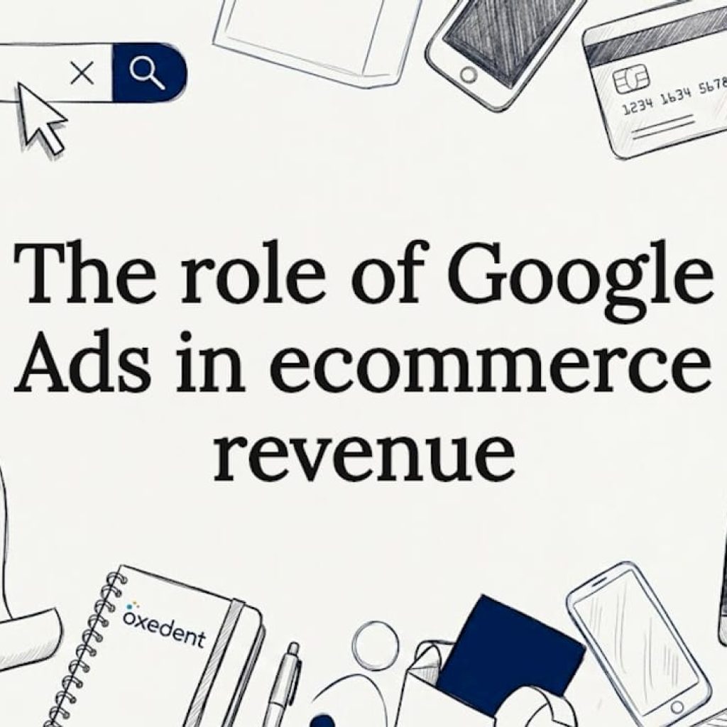 Decorative eCommerce Google Ads-themed title card illustration