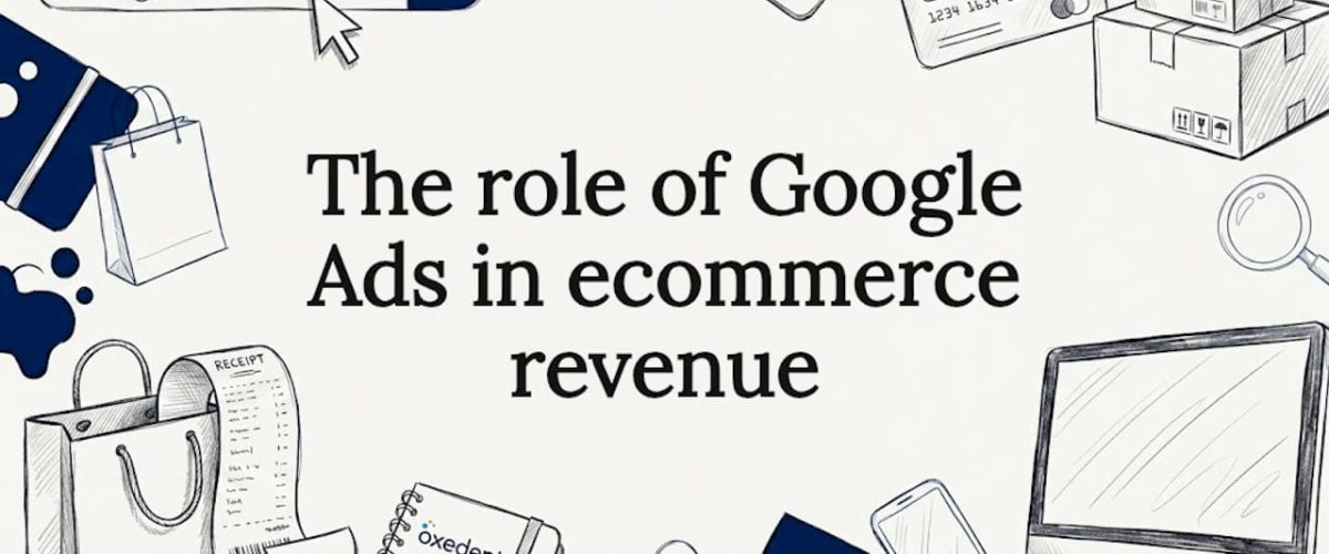 Decorative eCommerce Google Ads-themed title card illustration