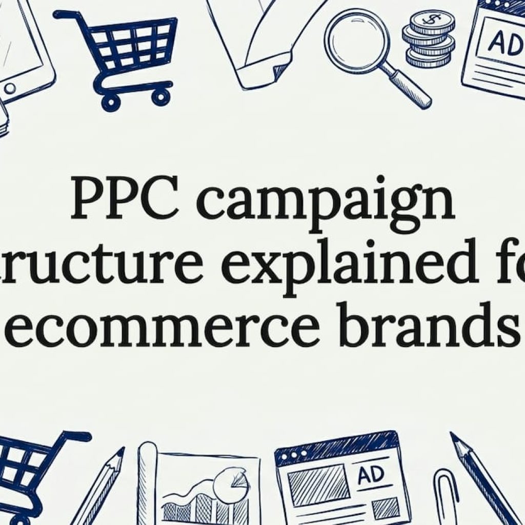Hand-drawn ecommerce PPC campaign decorative title card