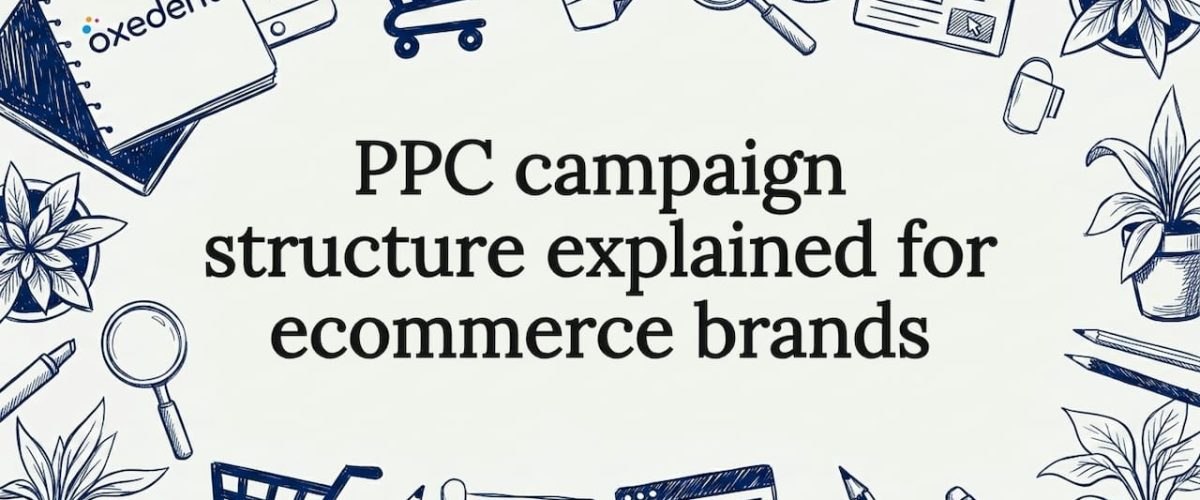 Hand-drawn ecommerce PPC campaign decorative title card