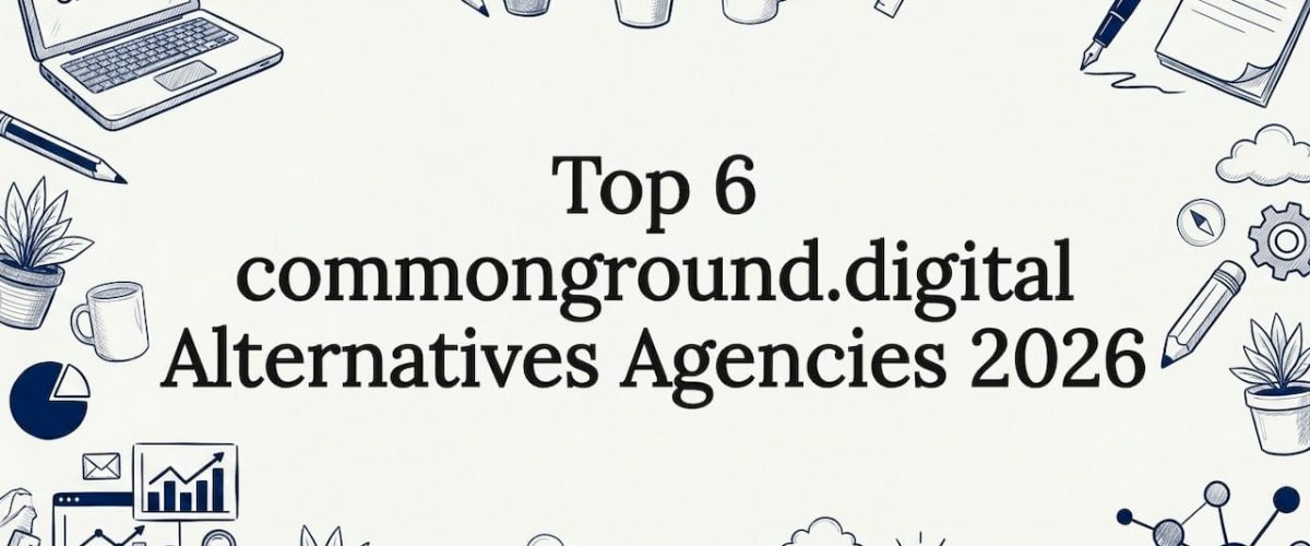 Decorative illustrated title card with digital marketing elements