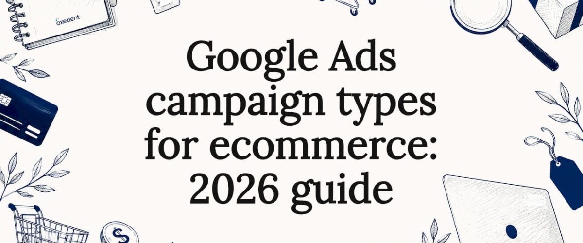 Decorative illustrated title card for ecommerce Google Ads guide