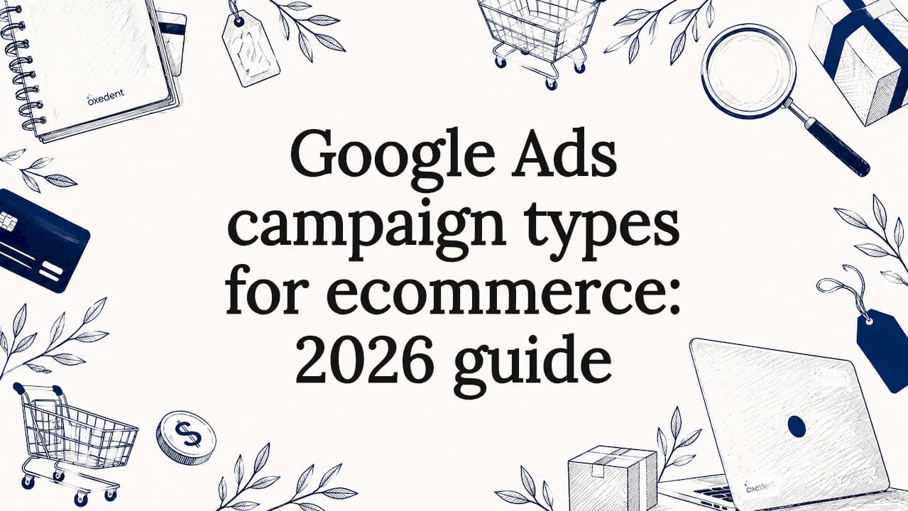 Decorative illustrated title card for ecommerce Google Ads guide