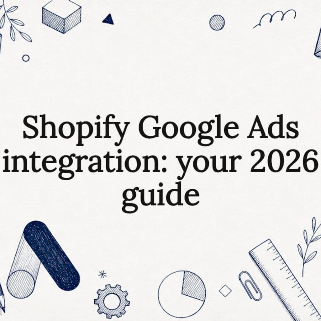 Decorative title card illustration for Shopify Google Ads integration