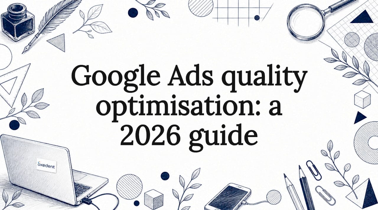 Decorative title card illustration for Google Ads quality optimisation