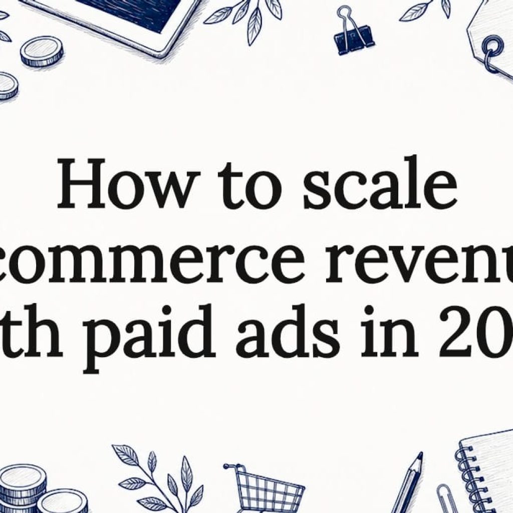 Decorative title card illustration with ecommerce icons