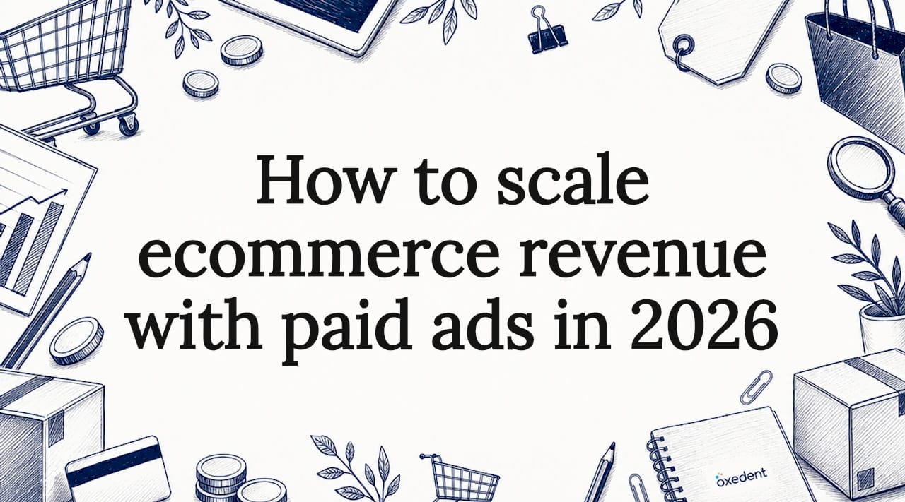 Decorative title card illustration with ecommerce icons