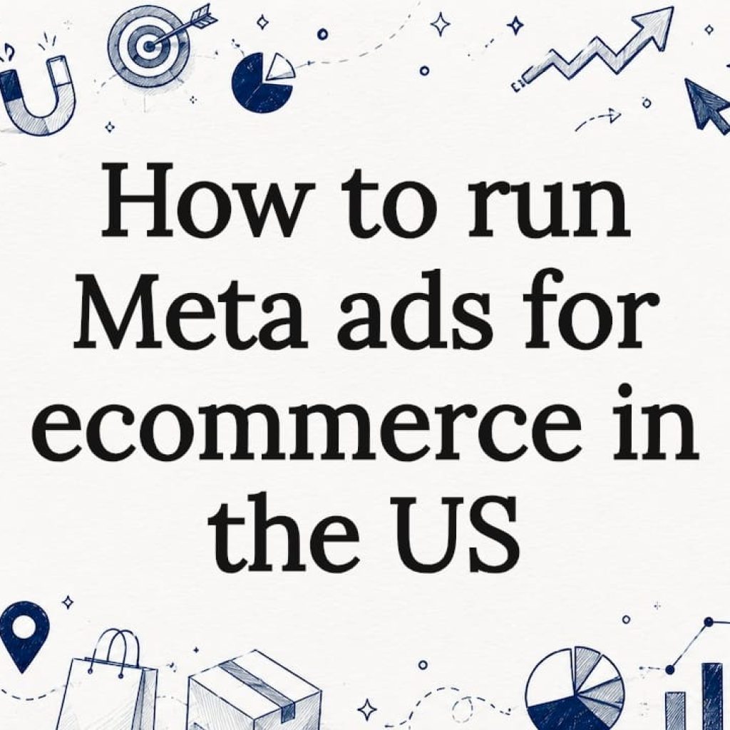 Decorative title card illustration for Meta ads ecommerce article