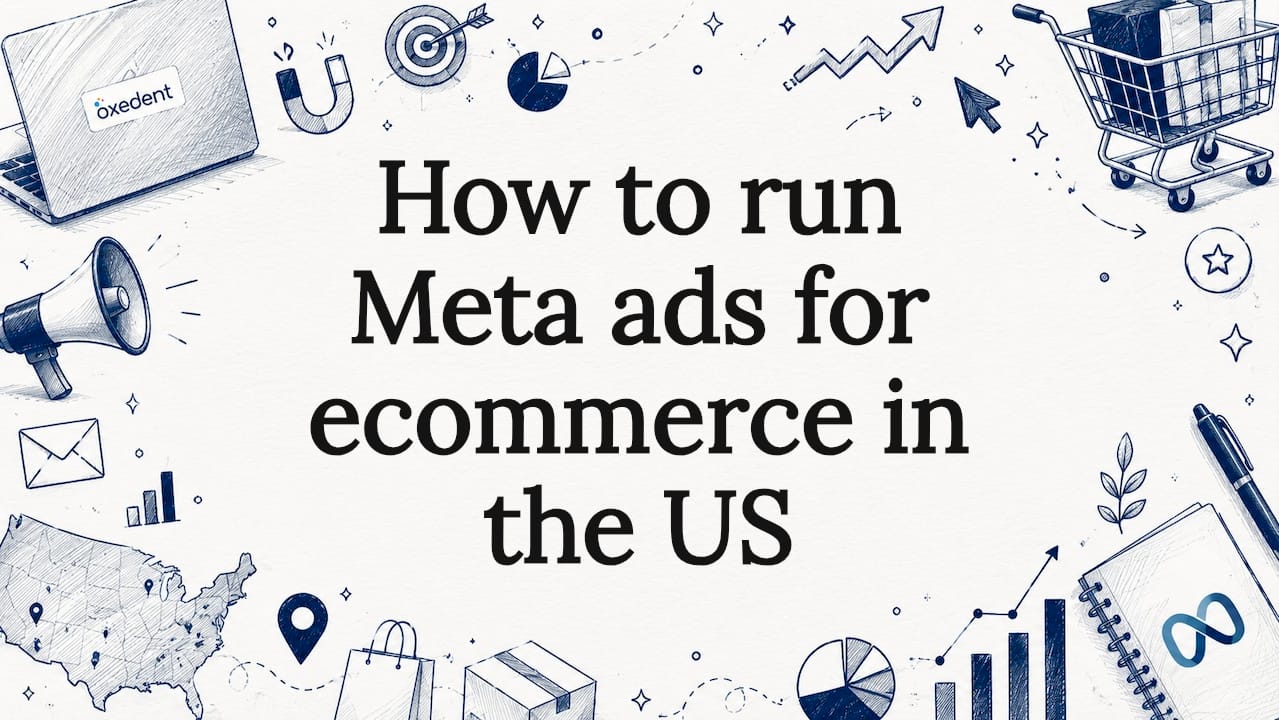 Decorative title card illustration for Meta ads ecommerce article