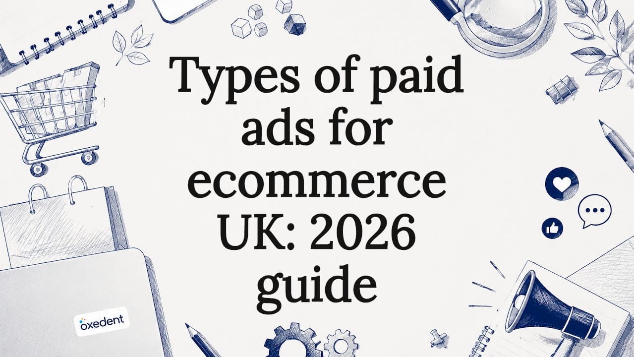 Decorative ecommerce paid ads title card illustration