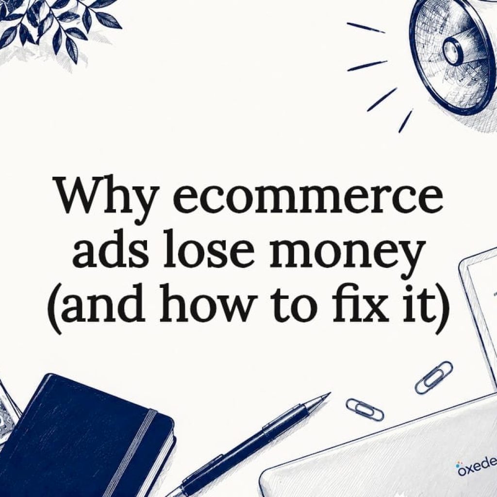 Decorative title card illustration with ecommerce elements
