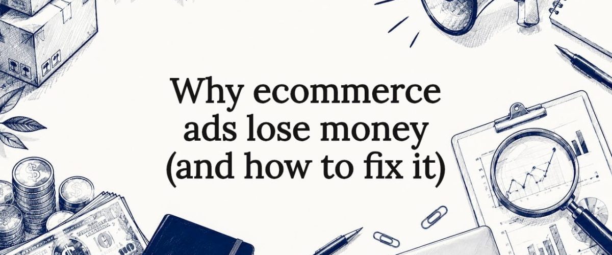 Decorative title card illustration with ecommerce elements