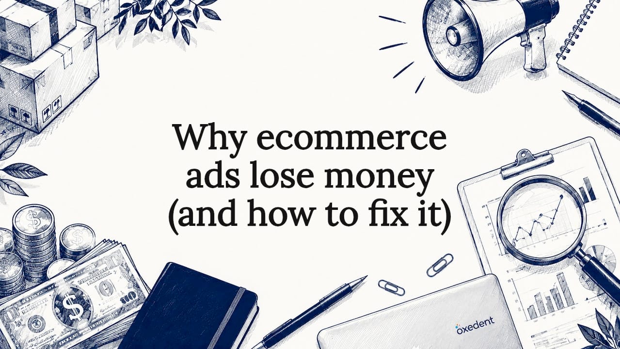 Decorative title card illustration with ecommerce elements
