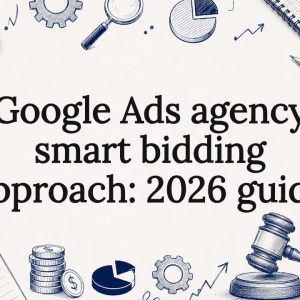 Decorative title card with smart bidding icons