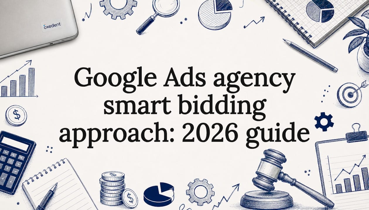 Decorative title card with smart bidding icons
