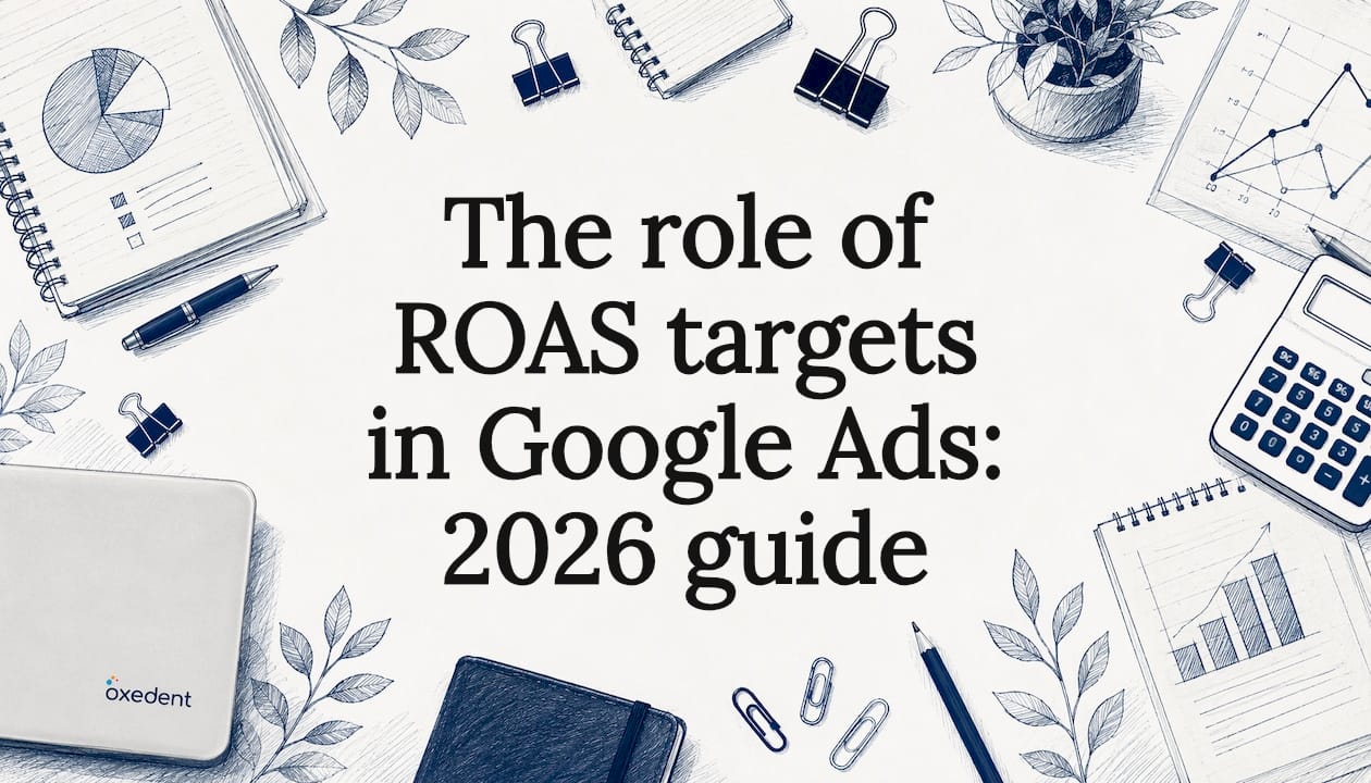 Decorative title card illustration with marketing elements