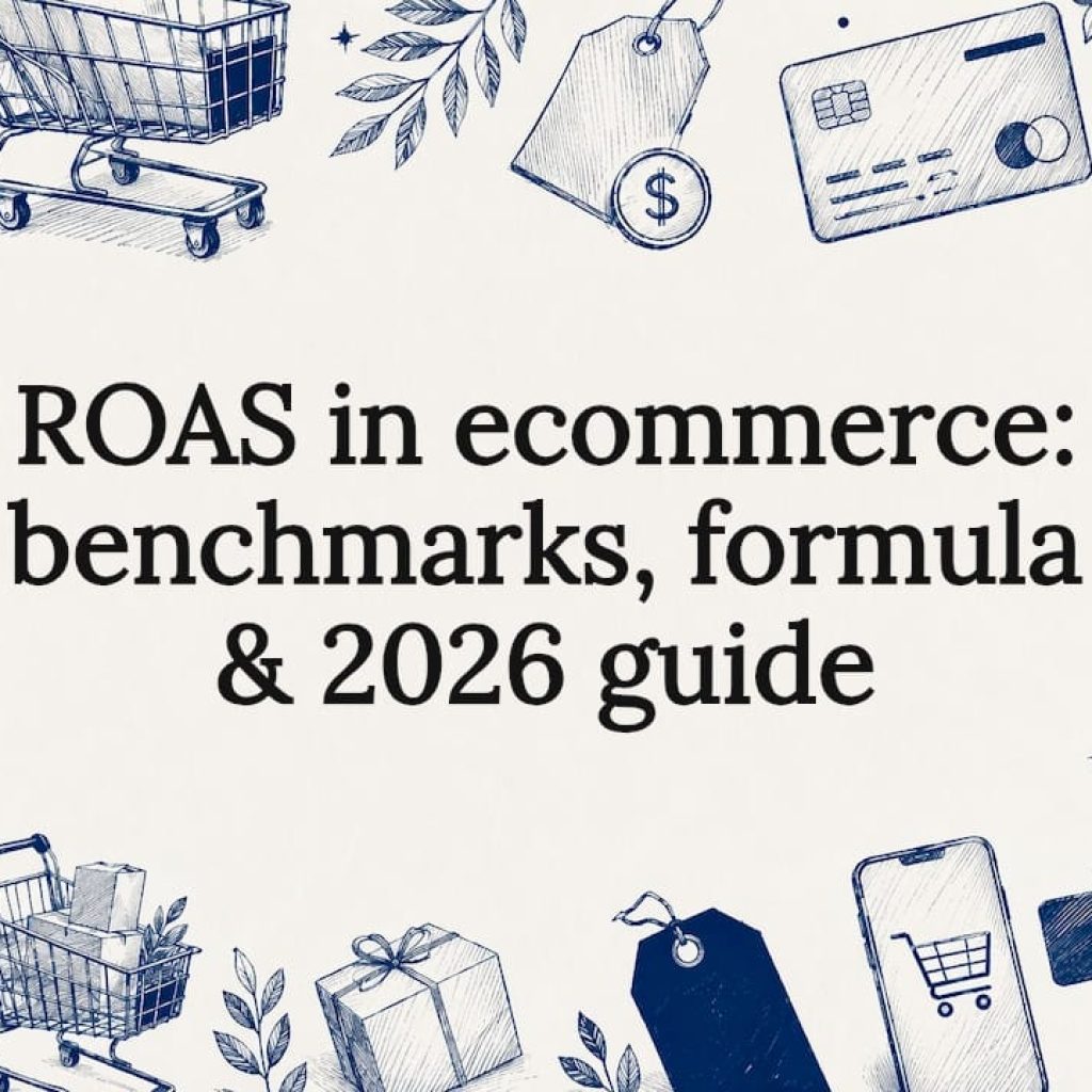Decorative ecommerce ROAS title card illustration