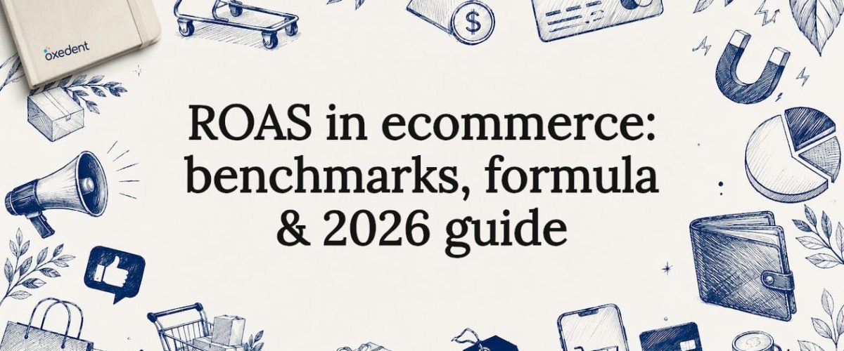 Decorative ecommerce ROAS title card illustration