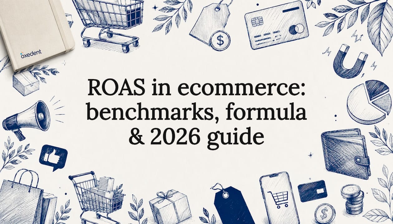 Decorative ecommerce ROAS title card illustration
