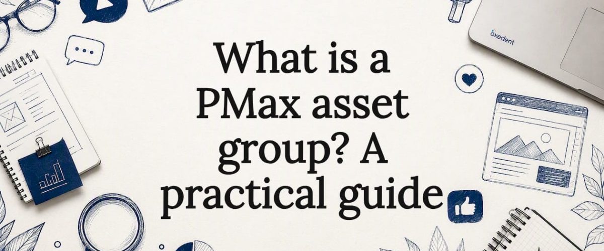 Decorative title card illustration for PMax asset group guide