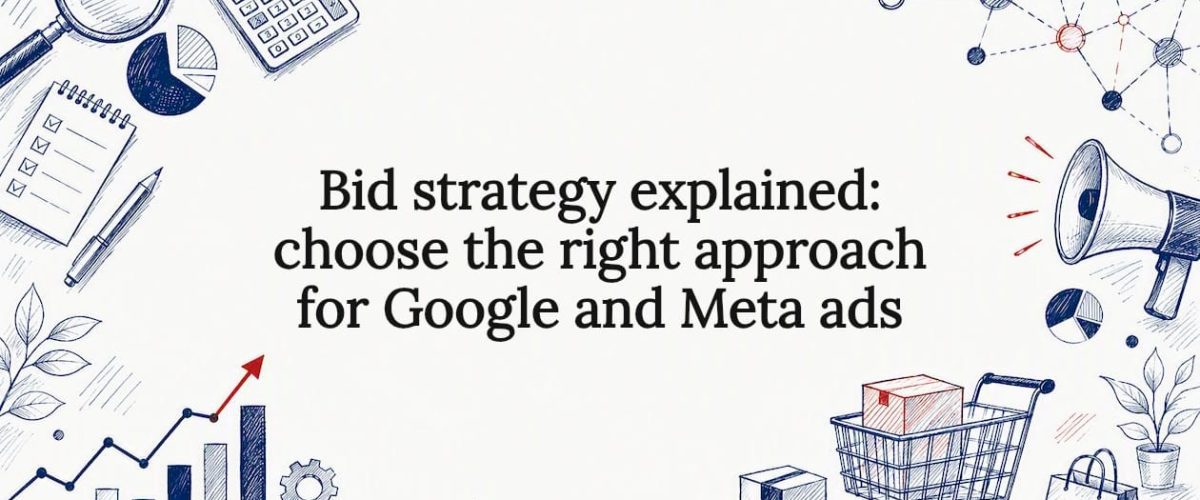Decorative title card illustration for bid strategy article