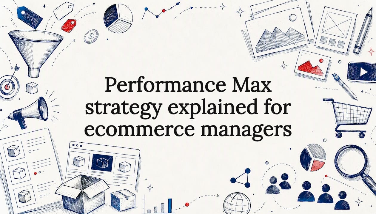 Decorative title card illustration for ecommerce PPC article