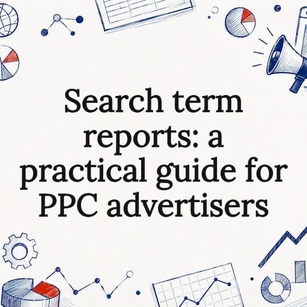 Decorative title card illustration for search term reports article