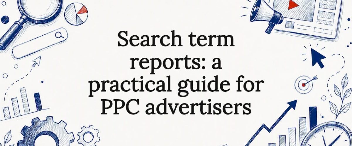 Decorative title card illustration for search term reports article