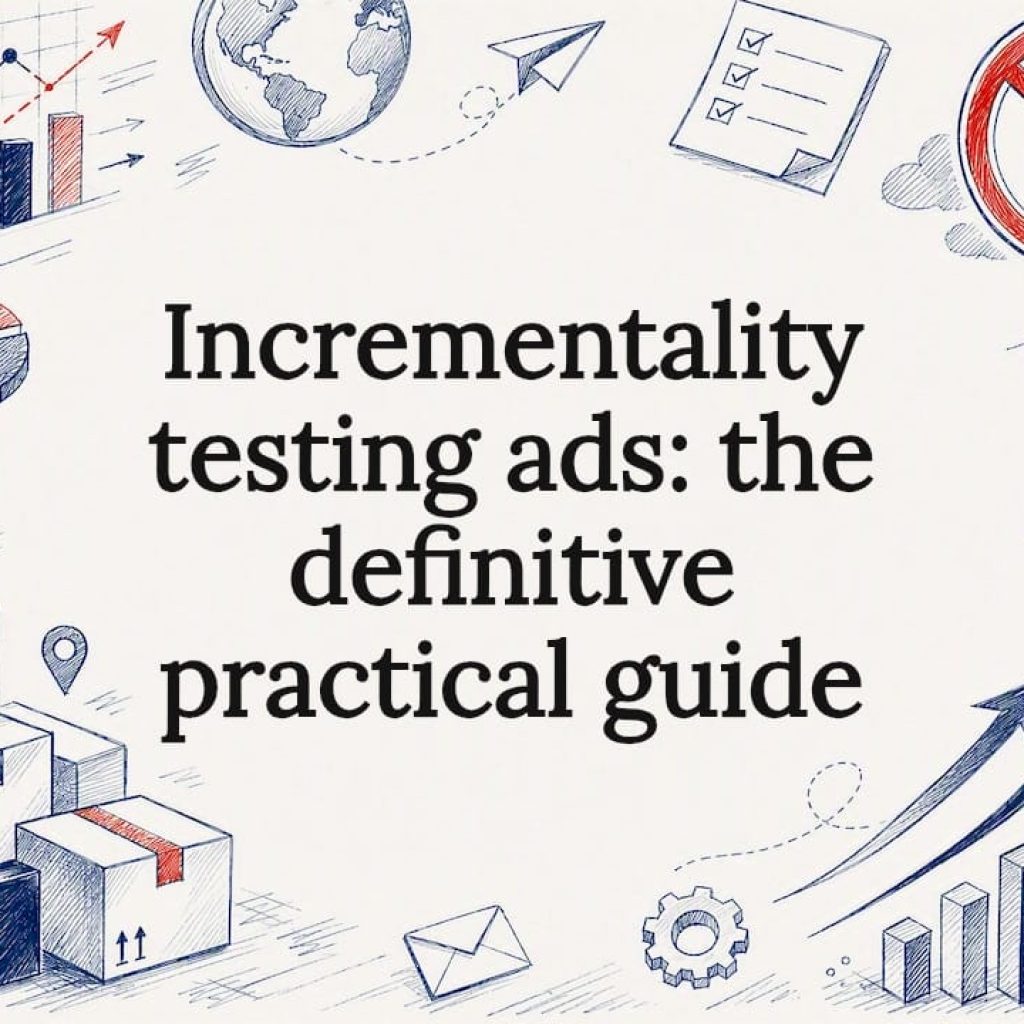 Decorative title card illustration representing ads testing theme