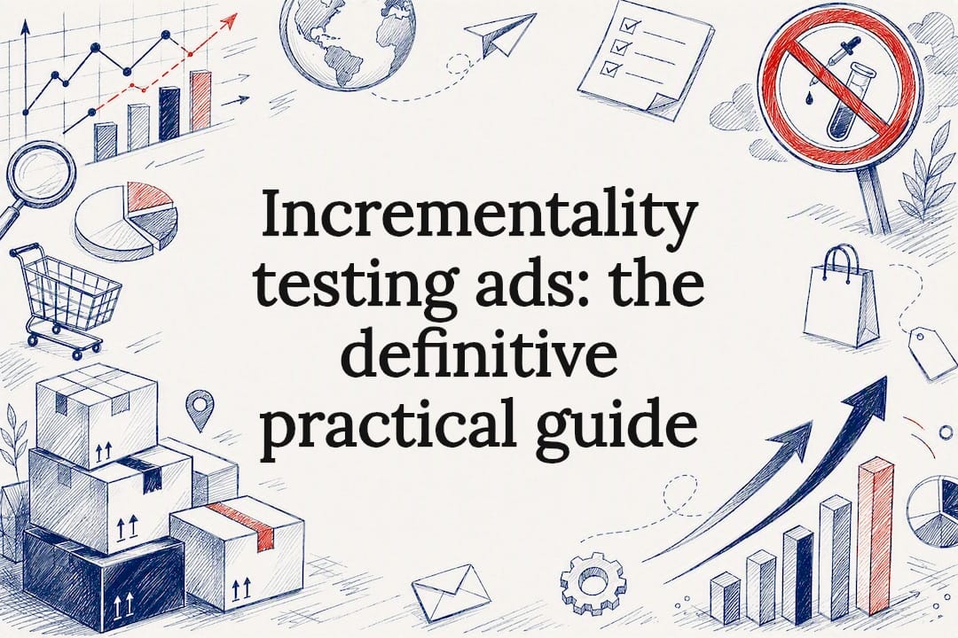 Decorative title card illustration representing ads testing theme