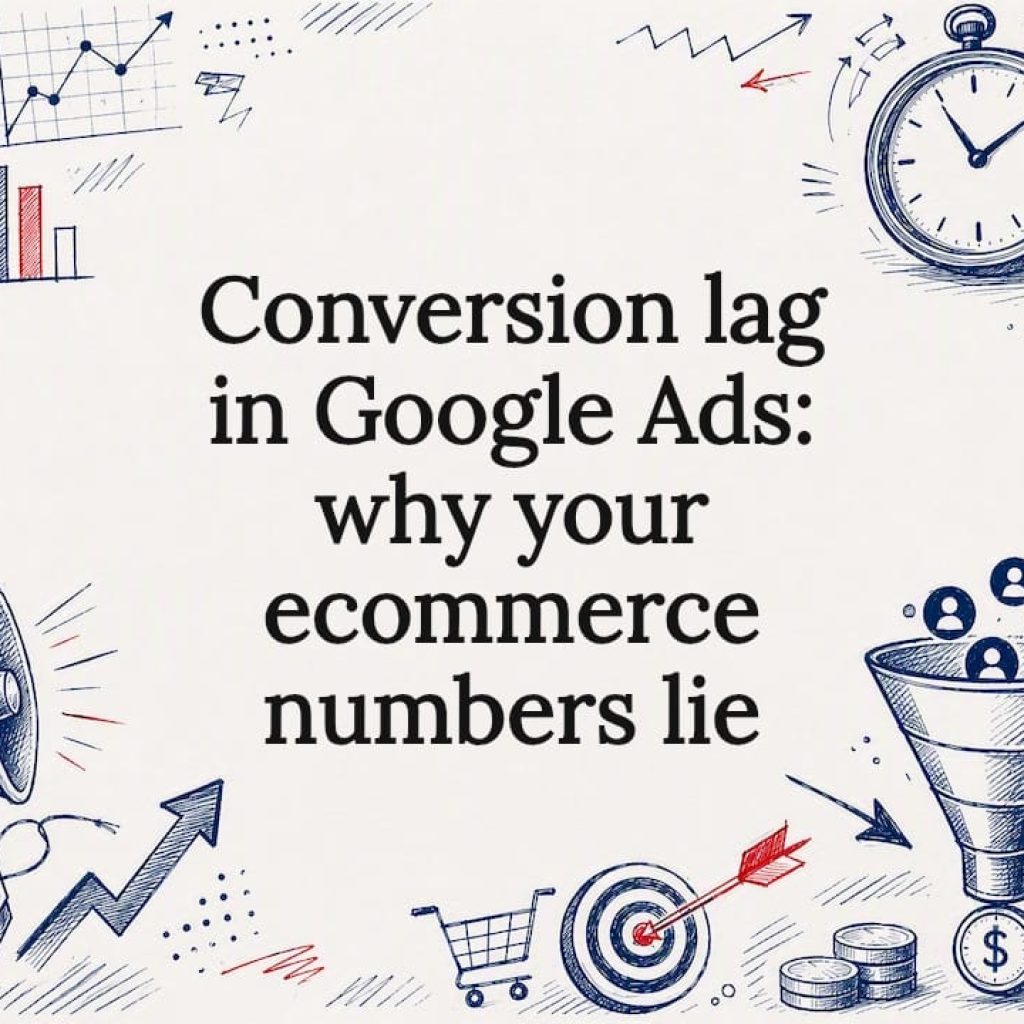 Decorative title card illustration for conversion lag article