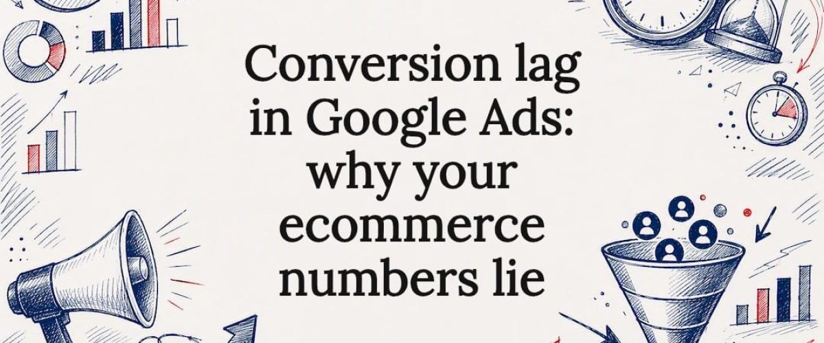 Decorative title card illustration for conversion lag article