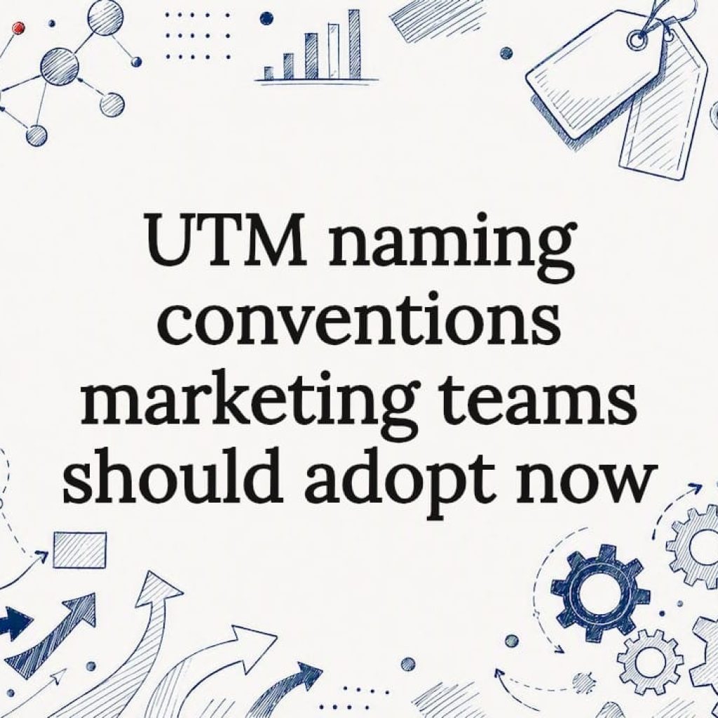 Decorative title card illustration for UTM naming conventions