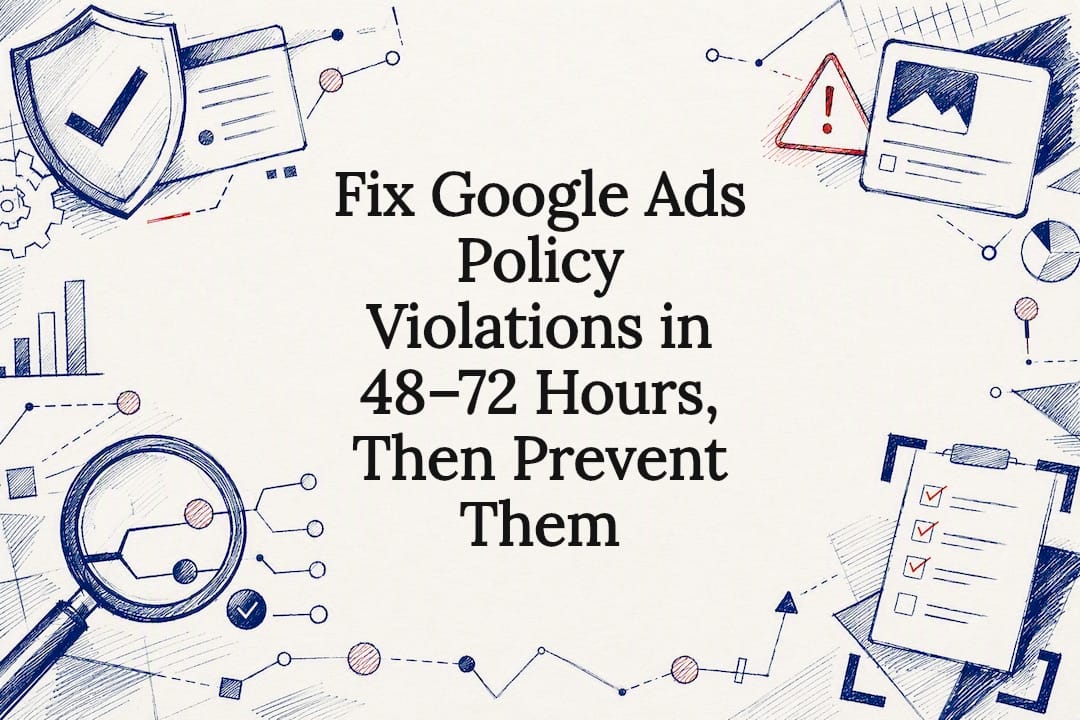Decorative Google Ads policy compliance title card