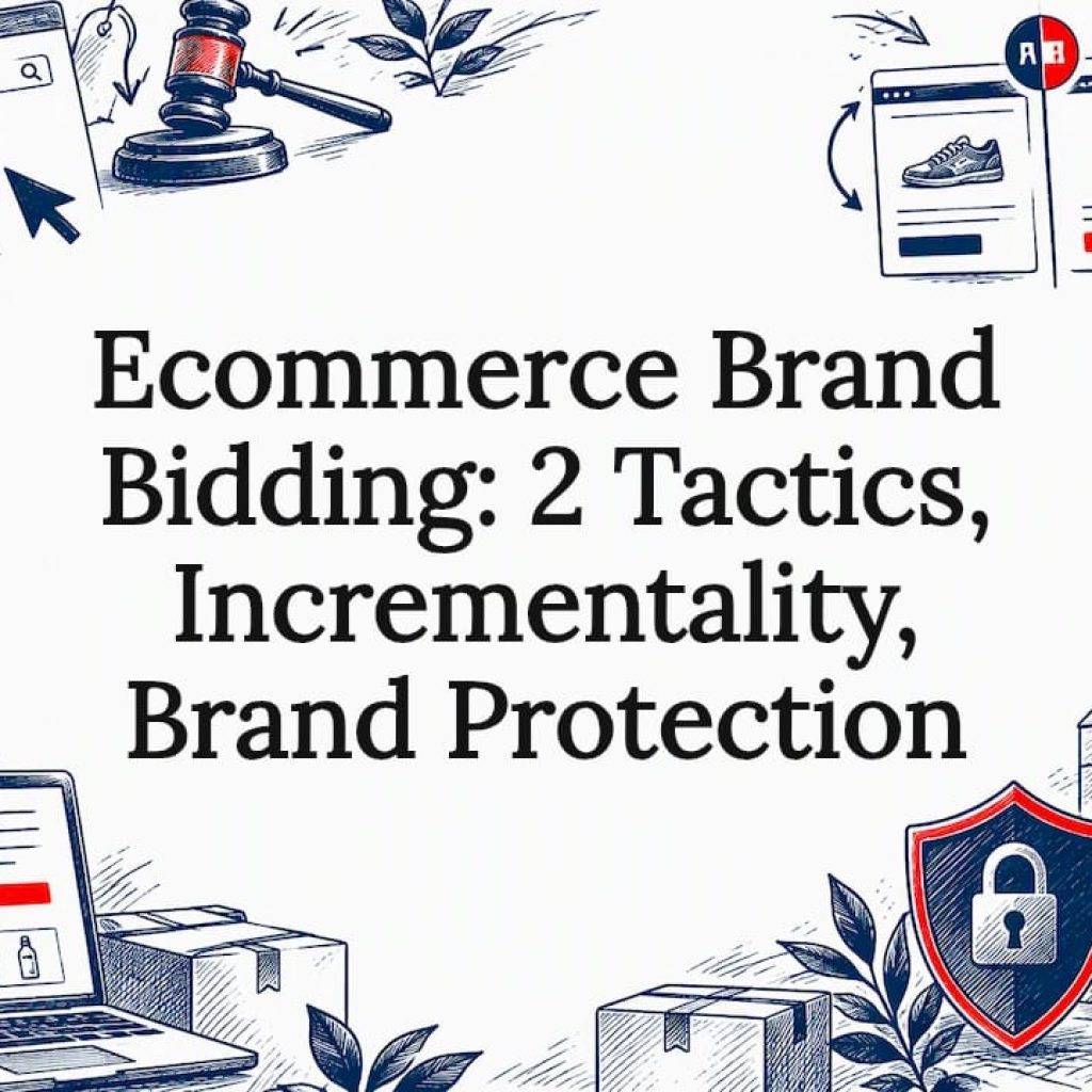 Brand bidding title card with ad and shield sketches